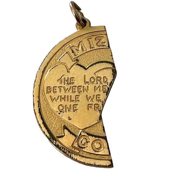 Mizpah Coin 14KT Gold Filled Jewish Friendship Charm - Left Side 1/2 Pendant - Picture 1 of 7